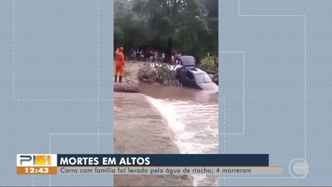 Cinco pessoas da mesma família morrem após carro cair em riacho, no Piauí