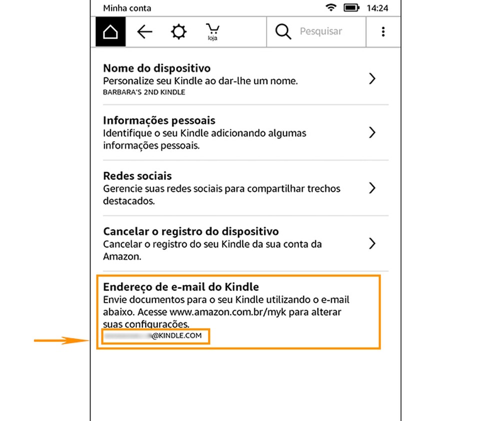 Você pode mandar documentos e arquivos em PDF por e-mail para o seu Kindle — Foto: Foto: Reprodução/Barbara Mannara