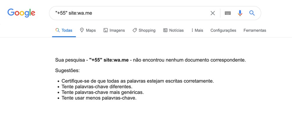 Pesquisa no Google revelava números de WhatsApp; problema já foi resolvido — Foto: Reprodução/TechTudo