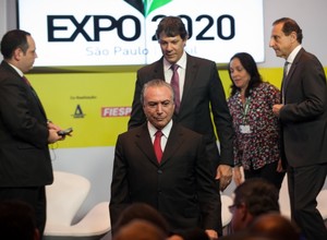 Michel Temer e Fernando Haddad durante a apresentação da candidatura de São Paulo para a Expo 2020 (Foto: Marcelo Camargo/ABr)