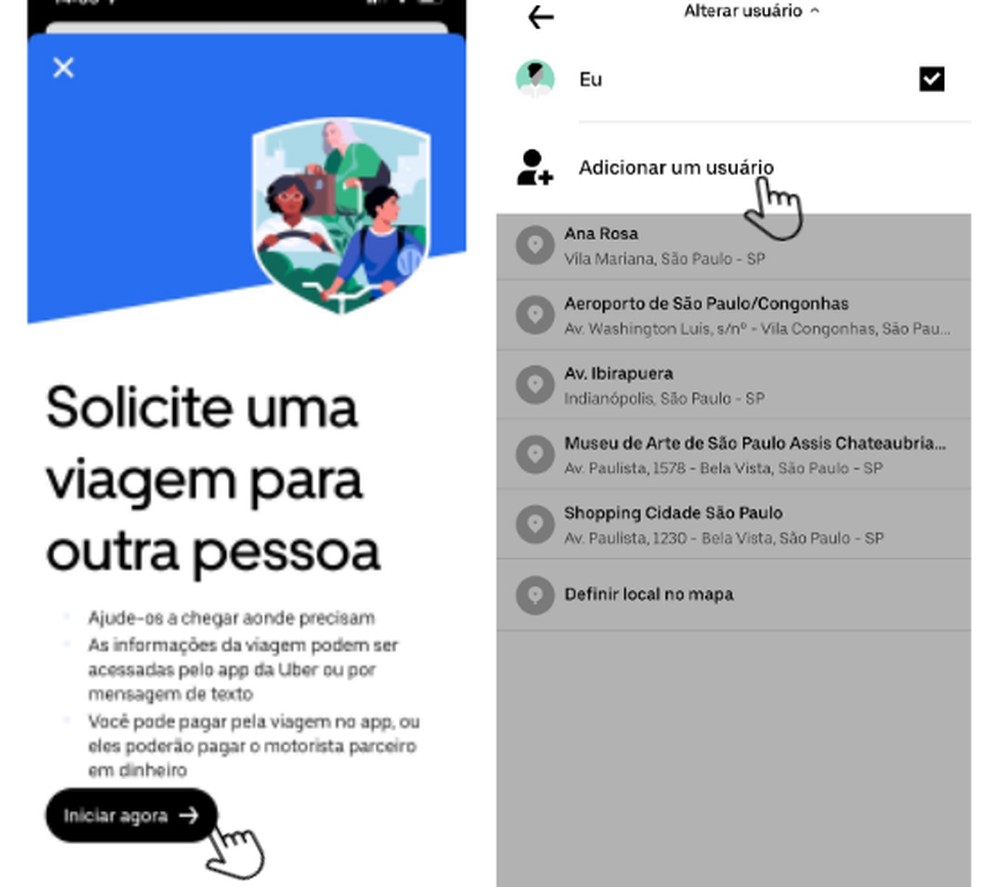 Novo recurso do app Uber — Foto: Divulgação/Uber