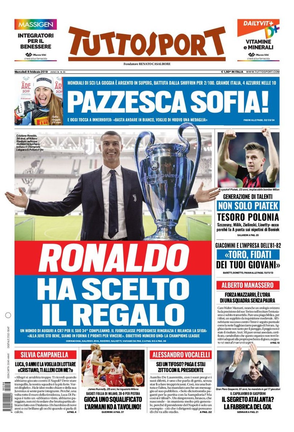 Capa do Tuttosport: Ronaldo escolheu o presente — Foto: Reprodução