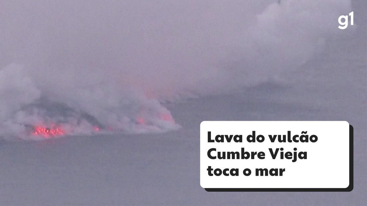 Lava do vulcão Cumbre Vieja toca o mar nas Canárias; veja VÍDEO