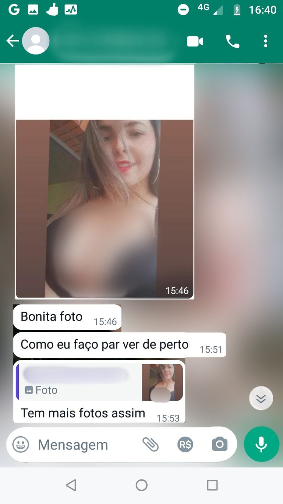 Priscila afirma que em conversa que seria sobre emprego, superior mandou print de uma foto sua com decote e perguntou "como fazia para ver de perto" — Foto: Arquivo Pessoal