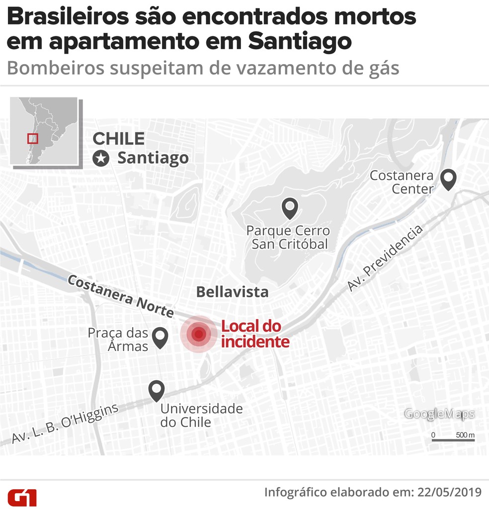 Local onde os brasileiros foram encontrados mortos em Santiago, capital do Chile — Foto: Guilherme Luiz Pinheiro/G1