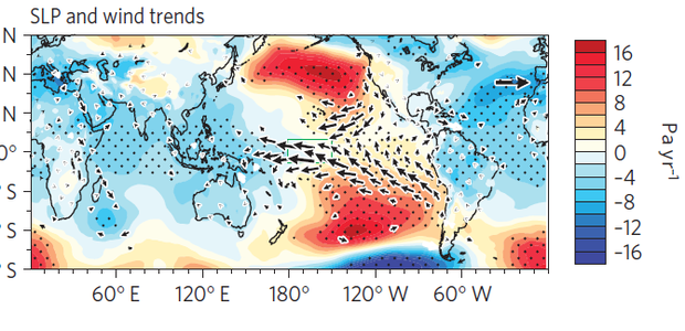 Mapa dos ventos que sopram o calor para o Pacífico (Foto: Divulgação)