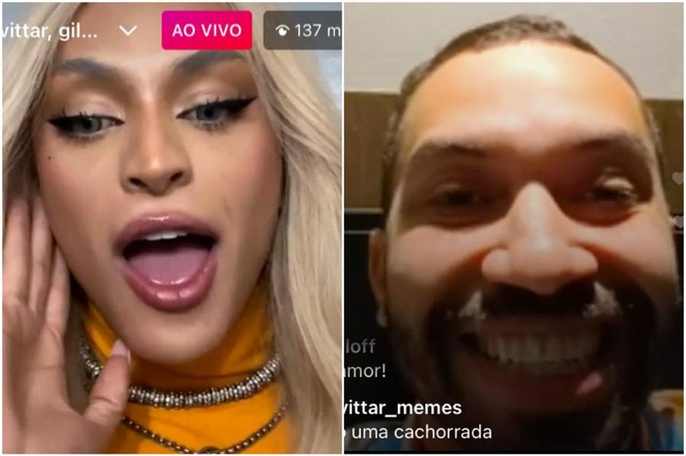 Gilberto participa de live de Pabllo Vittar — Foto: Reprodução/Instagram
