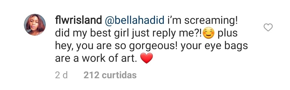 Seguidora reage à resposta de Bella Hadid (Foto: Reprodução / Instagram)