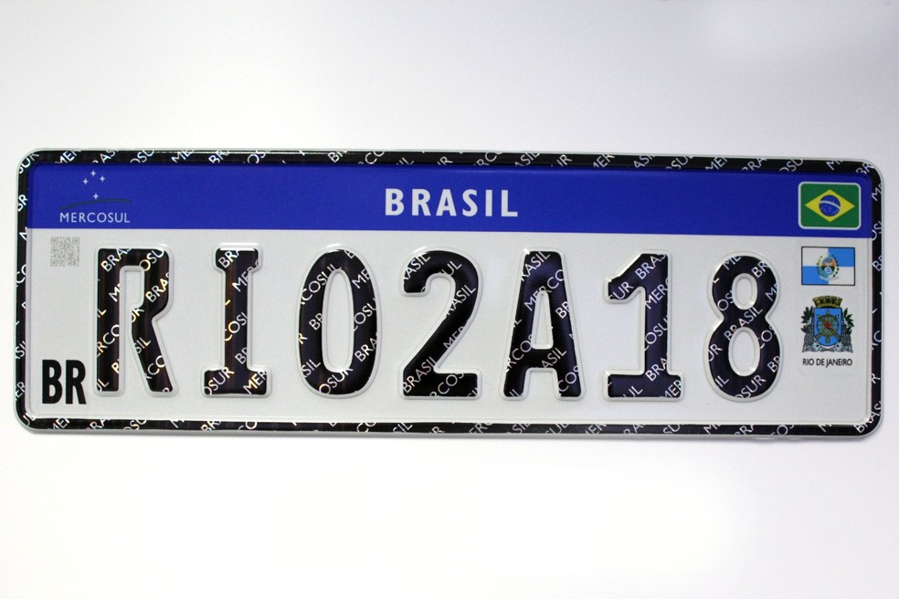 Modelo de placa de veÃ­culos do Mercosul â€” Foto: ReproduÃ§Ã£o