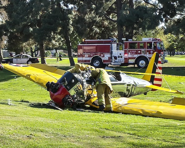 O avião de Harrison Ford que fez posuo de emergência em março de 2015 (Foto: Getty Images)