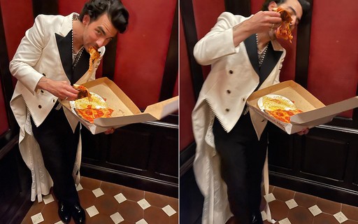 Joe Jonas se acaba na pizza após o MET Gala