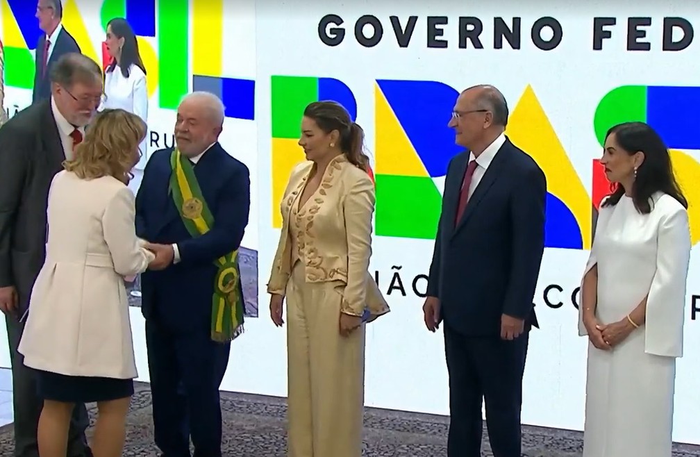 Lula recebe cumprimentos de chefes de estado — Foto: TV Globo/Reprodução