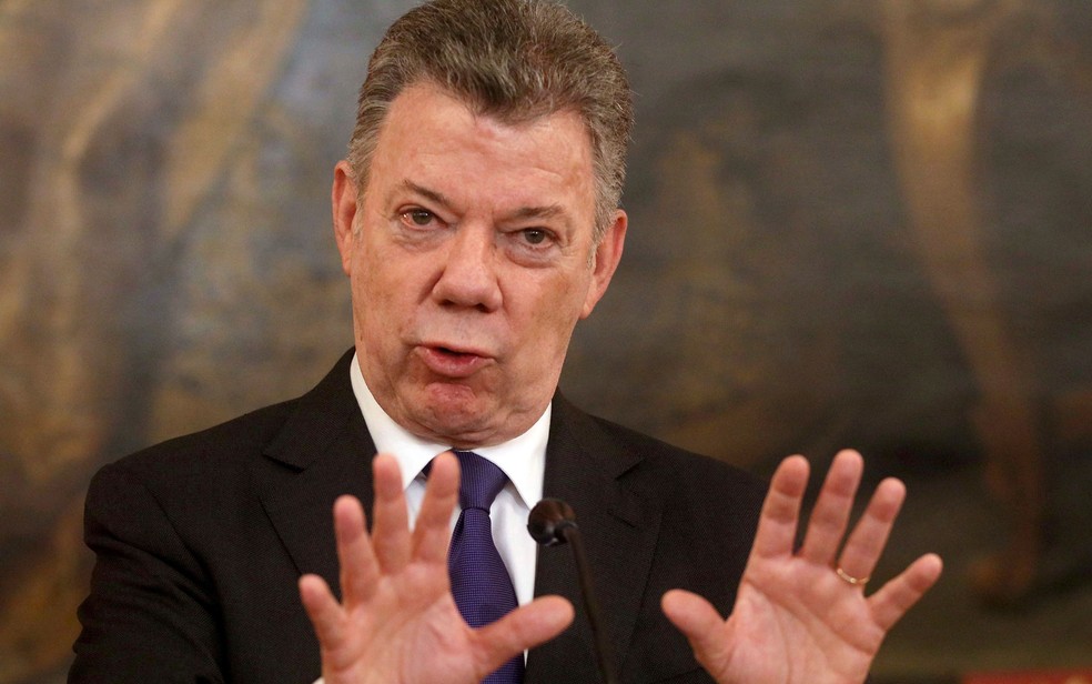 Juan Manuel Santos, ex-presidente da Colômbia, em imagem de arquivo — Foto: AP Photo/Ronald Zak