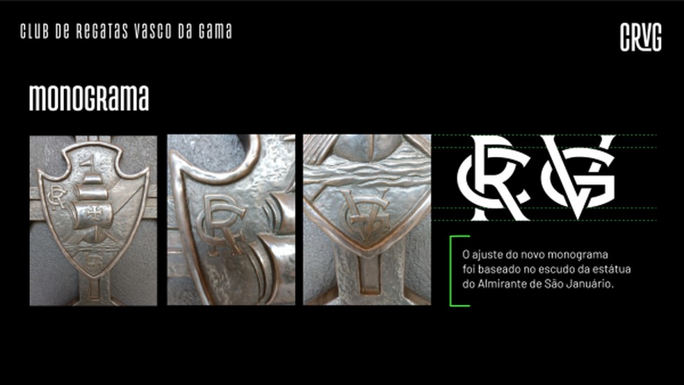 Monogramas CR e VG inspirados na esttua de Vasco da Gama  Foto: Divulgao