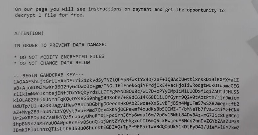 Mensagem que confirma criptografia foi enviada para empresa; desenvolvedor confirmou a invasÃ£o nos dados â Foto: Marcelo Marques/G1 RR
