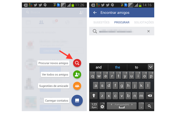 Acessando a ferramenta para adicionar novos contatos no Facebook para dispositivos Android (Foto: Reprodução/Marvin Costa)