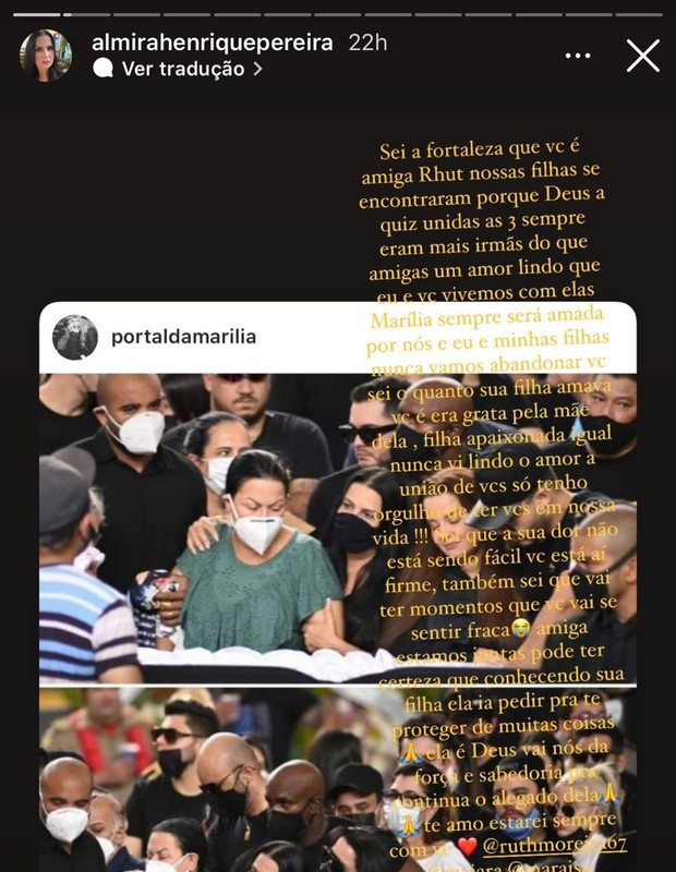 Mãe de Maiara e Maraisa manifesta apoio à mãe de Marilia Mendonça (Foto: Reprodução/Instagram)