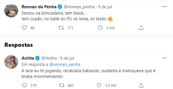 Anitta e DJ Rennan da Penha (Foto: Twitter/Reprodução)