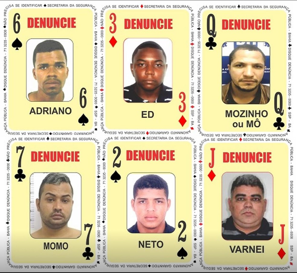 A investigação ficou conhecida como “baralho do crime”. — Foto: Secretaria de Segurança Pública da Bahia (SSP-BA)