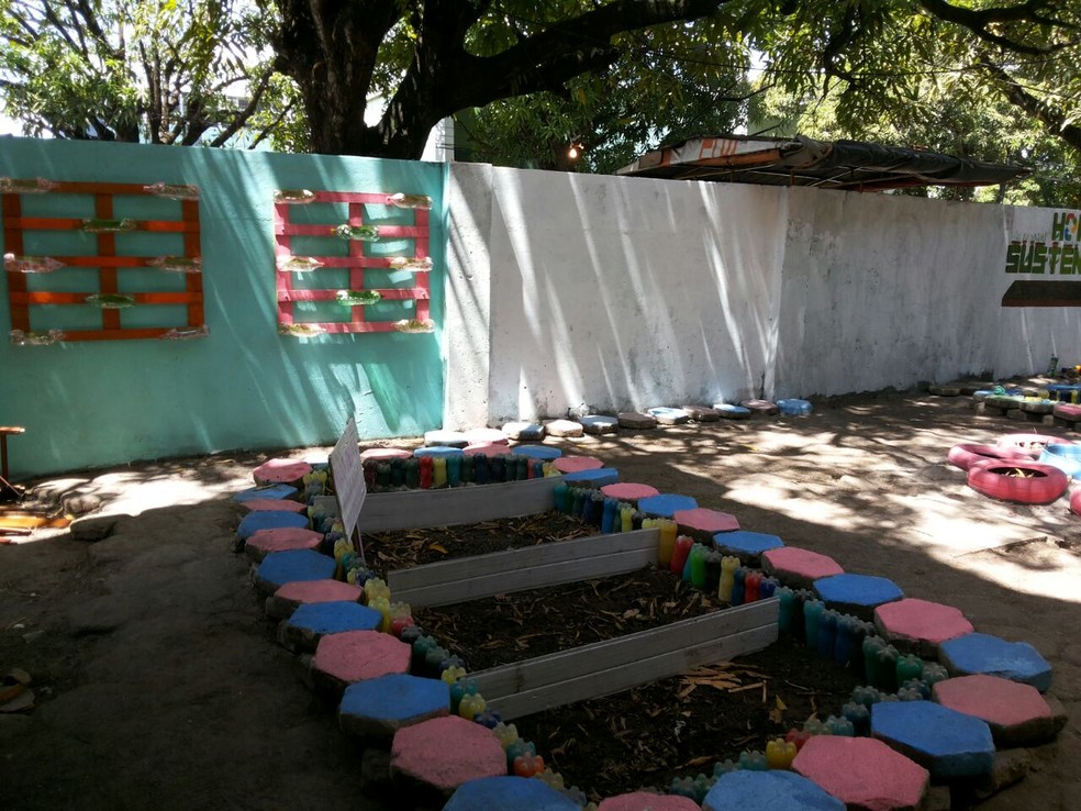 Horta funciona em espaço que era ocioso da escola (Foto: Semente do Amanhã/Divulgação)