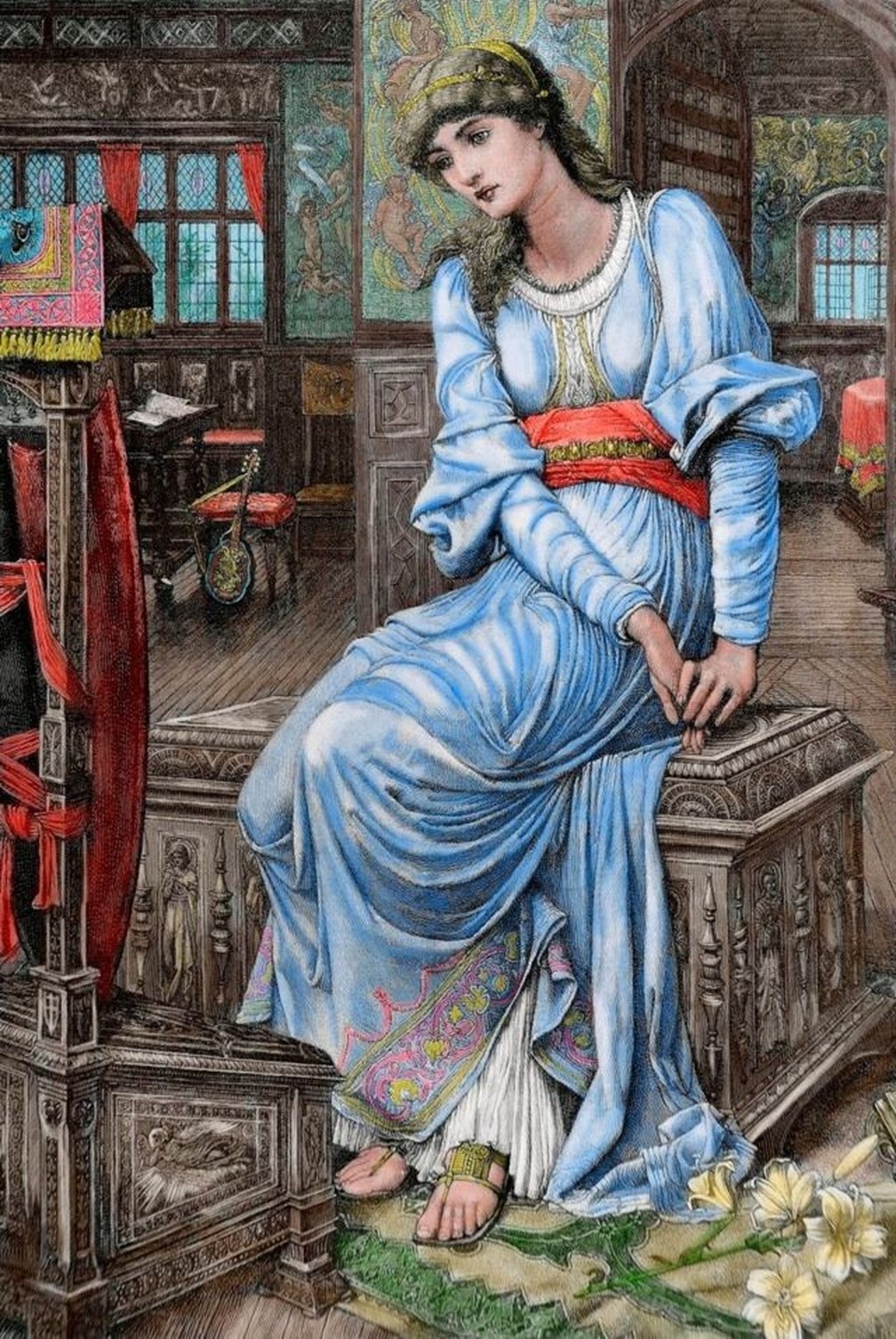 A mística medieval beguina Matilde de Magdeburgo, autora de A Luz que Flui da Divindade, em gravação de C. Roberts, 1896 — Foto: GETTY IMAGES