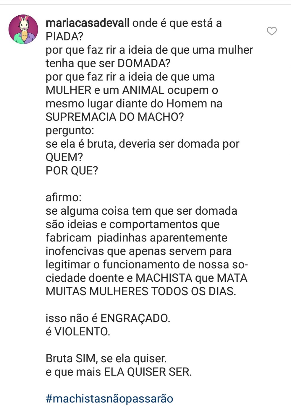 Maria Casadeval comenta post de Caio Blat (Foto: ReproduÃ§Ã£o/Instagram)