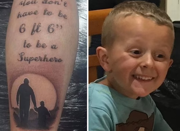 Pai misturou cinzas do filho com a tinta em tatuagem (Foto: Reprodução/Daily Mail)