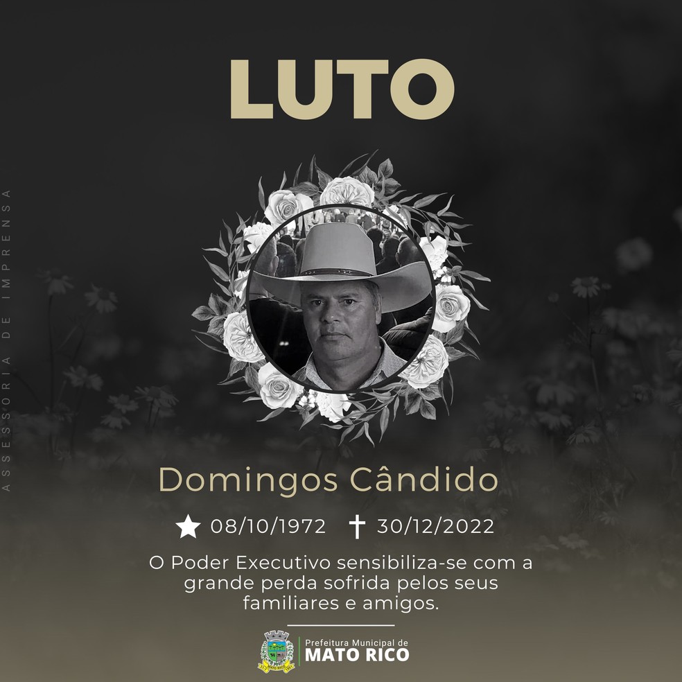 Prefeitura decreta luto de três dias em Mato Rico — Foto: Prefeitura de Mato Rico/divulgação