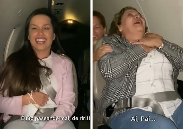 Juliette Freire diverte a web com vídeo que mostra primeiro voo de jatinho da mãe, Fátima (Foto: Reprodução/Instagram )