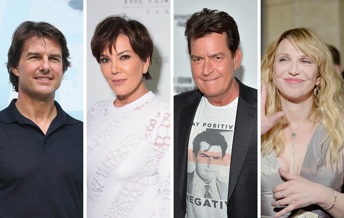 Tom Cruise, Kris Jenner, Charlie Sheen e Courtney Love já foram acusados de serem pais ausentes (Foto: Getty Images)