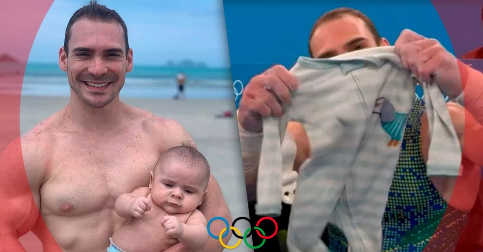 arthur zanetti leva roupinha do filho bebe para a prova de ginastica artistica e emociona a torcida famosos gshow