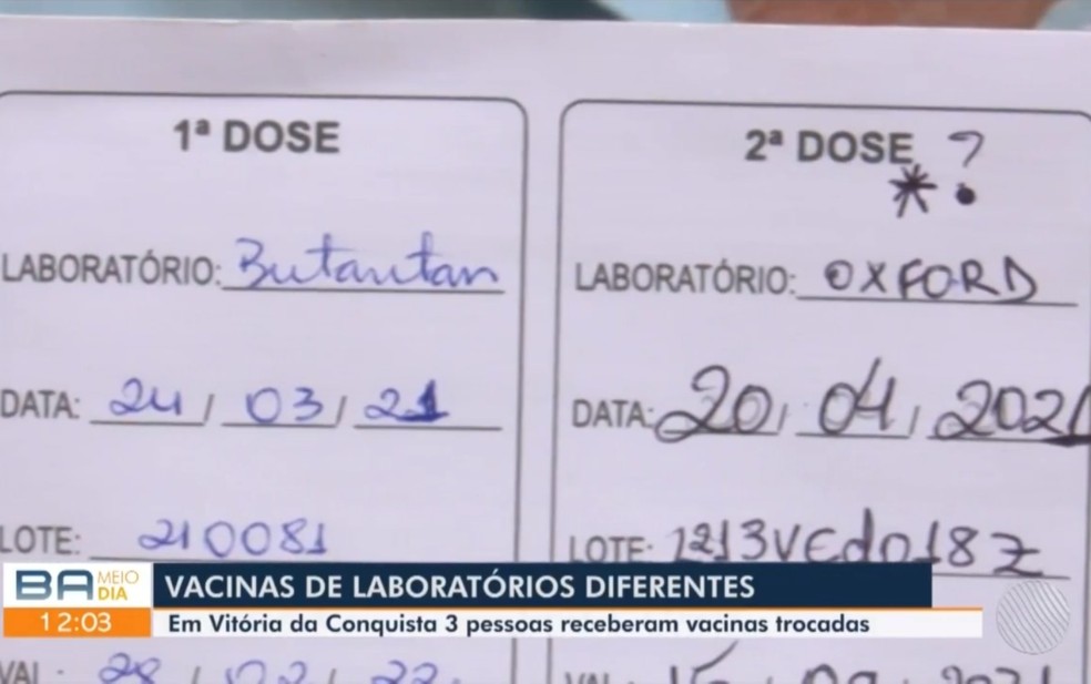 Idoso relata ter recebido vacina trocada durante aplicação da 2ª dose do imunizante contra a Covid-19 na Bahia — Foto: Reprodução/TV Sudoeste