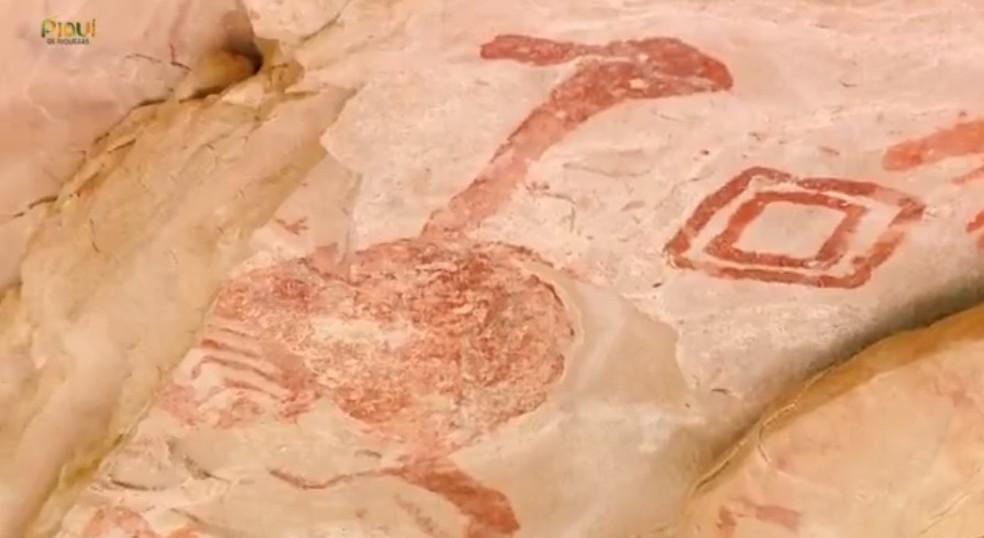 Pinturas rupestres encontradas em Castelo do Piauí — Foto: Reprodução /TV Clube