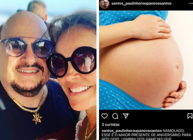 Companheira de Paulinho do Roupa Nova anuncia gravidez (Foto: Reprodução Instagram e Reprodução TV Record)