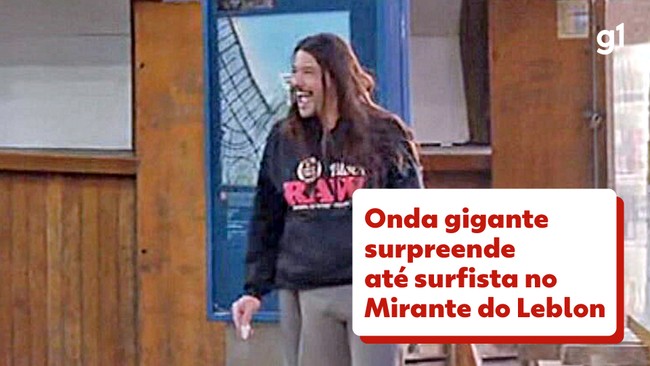 Onda gigante surpreende até surfista no Mirante do Leblon