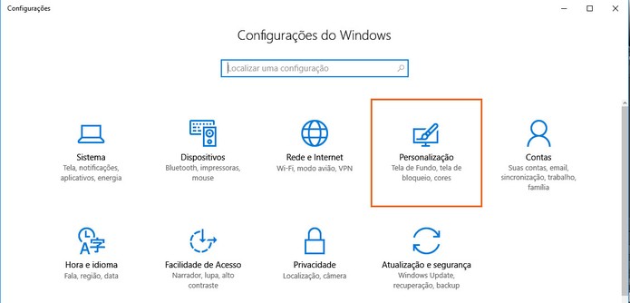 Abra o item de personalização no Windows 10 (Foto: Reprodução/Barbara Mannara)