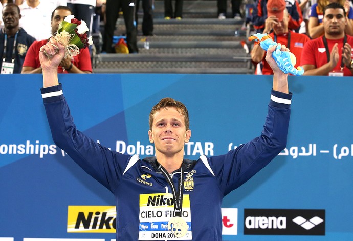 Cesar Cielo, medalha de ouro, Mundial de Natação Doha (Foto: Satiro Sodré / SSpress)