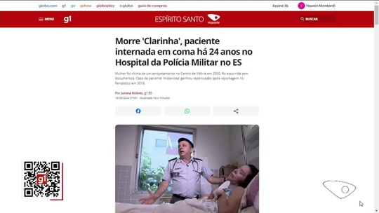 Clarinha: Quem era a paciente que ficou em coma e sem identificação por 24 anos em Vitória - Programa: Bom Dia ES 