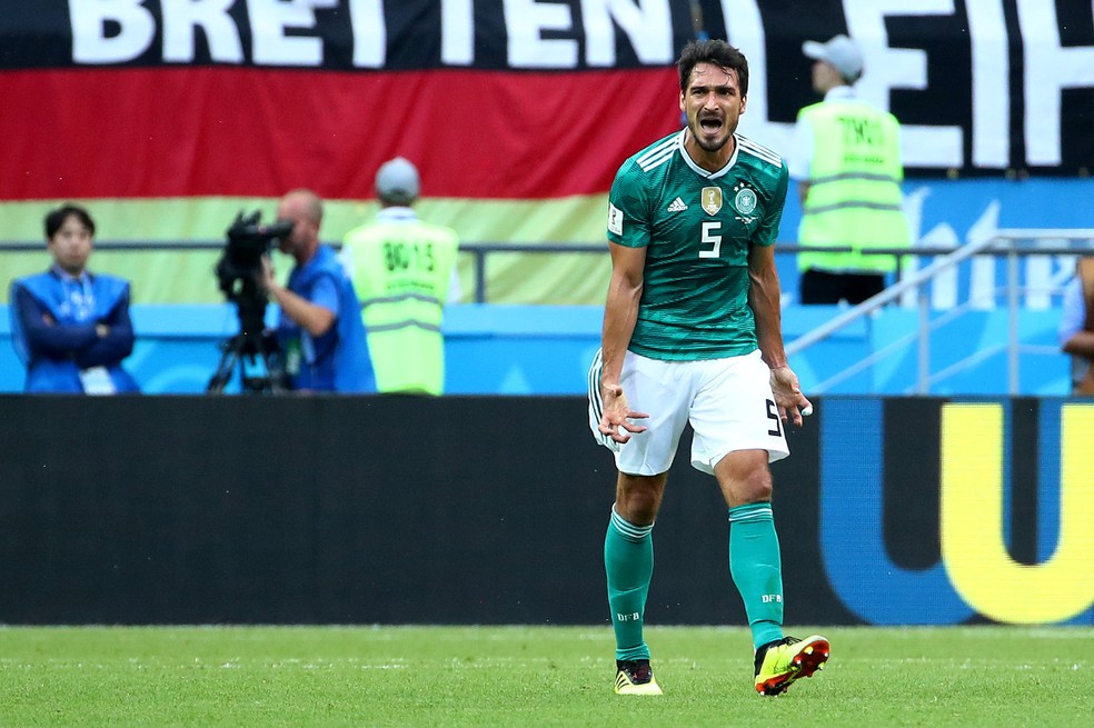 Hummels em aÃ§Ã£o pela Alemanha na Ãºltima Copa do Mundo â Foto: Michael Dalder/Reuters
