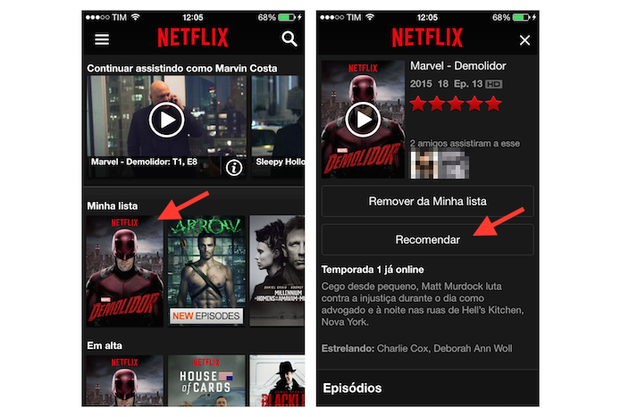 Acessando a ferramenta de recomendações de títulos do Netflix no iPhone (Foto: Reprodução/Marvin Costa)