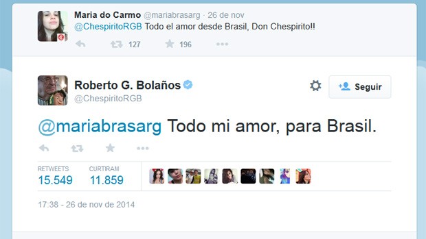 Mexicano respondeu brasileira no Twitter na quarta-feira (Foto: Reprodução/Twitter)