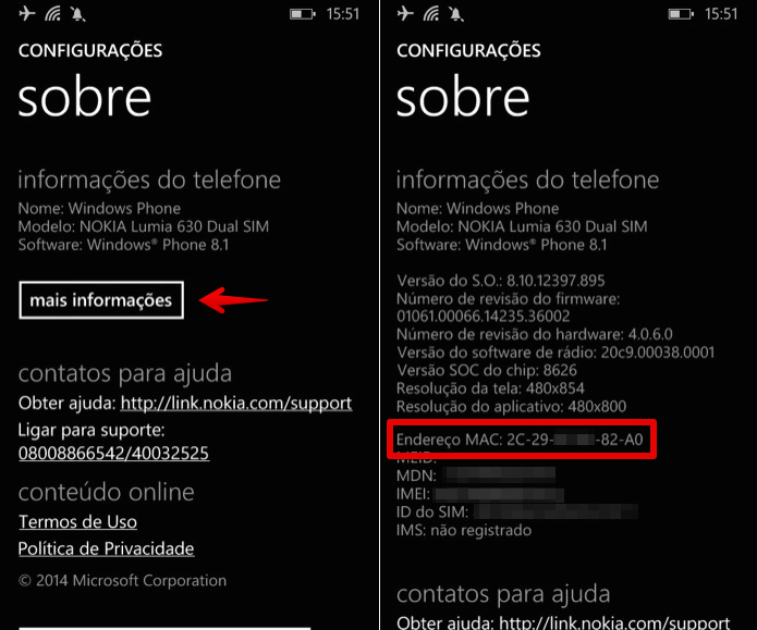 Localizando o endere?o MAC do Windows Phone (Foto: Reprodu??o/Helito Bijora) 