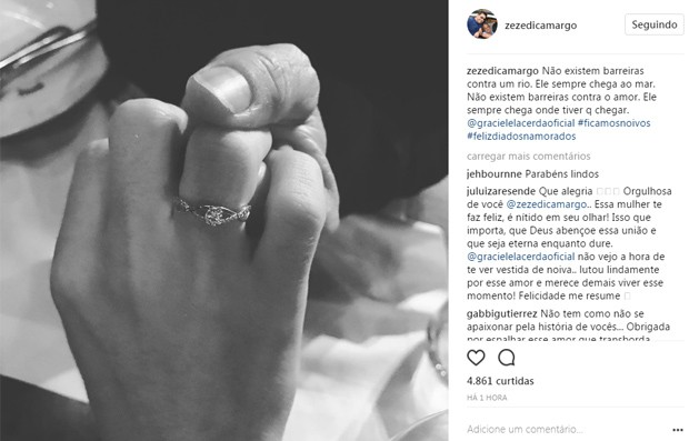 Zezé Di Camargo fala do noivado na web (Foto: Reprodução/Instagram)