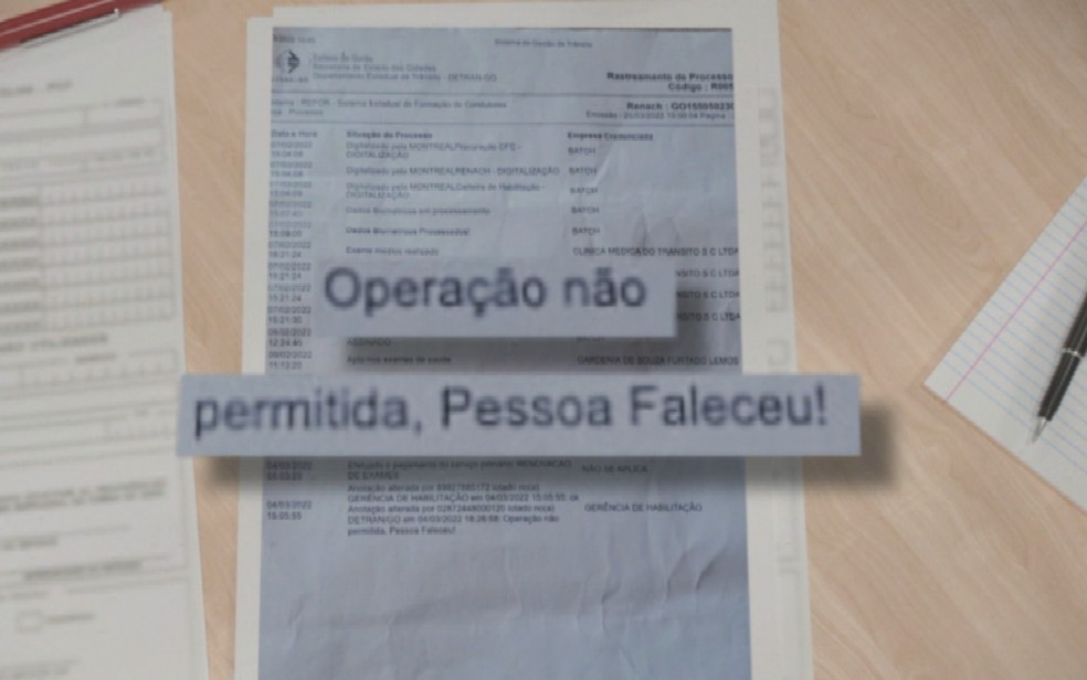 José Damião, de 54 anos, diz que levou susto ao ver justificativa do órgão: 'Pessoa faleceu' — Foto: Reprodução/TV Anhanguera