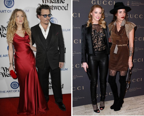 Amber Heard com Johnny Depp e com Tasya van Ree (Foto: Getty Images)