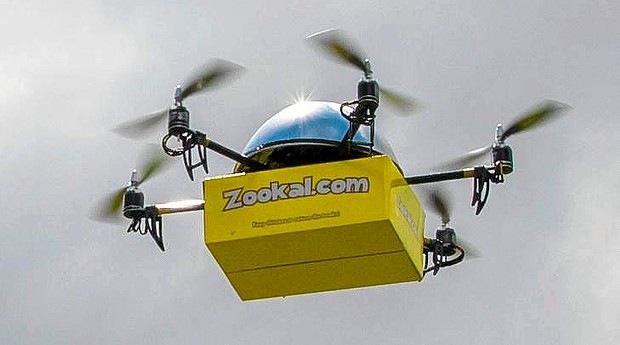 Drone voa com o pacote da Zookal (Foto: Divulgação)