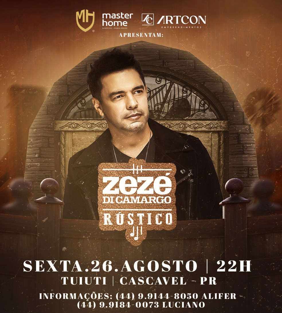 Zezé Di Camargo apresenta sua nova turnê 'Rústico', em Cascavel | Cascavel  | Rede Globo