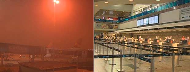 Neblina provocou fechamento do aeroporto em Porto Alegre (Foto: Reprodução/RBS TV)