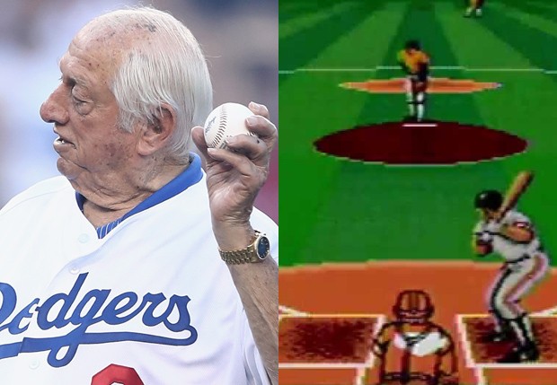 O ex-jogador e ex-técnico de beisebol Tommy Lasorda ganhou até jogo de vídeo game em sua homenagem (Foto: Getty Images e Divulgação/SEGA)