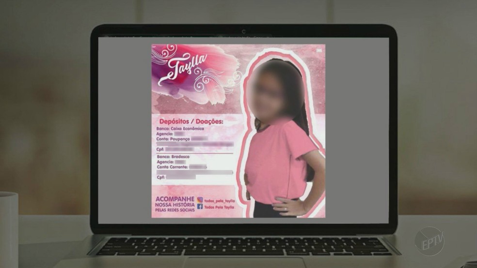 Campanha 'Todos pela Taylla' arrecada fundos para cirurgia de menina de Franca, SP (Foto: Reprodução/EPTV)